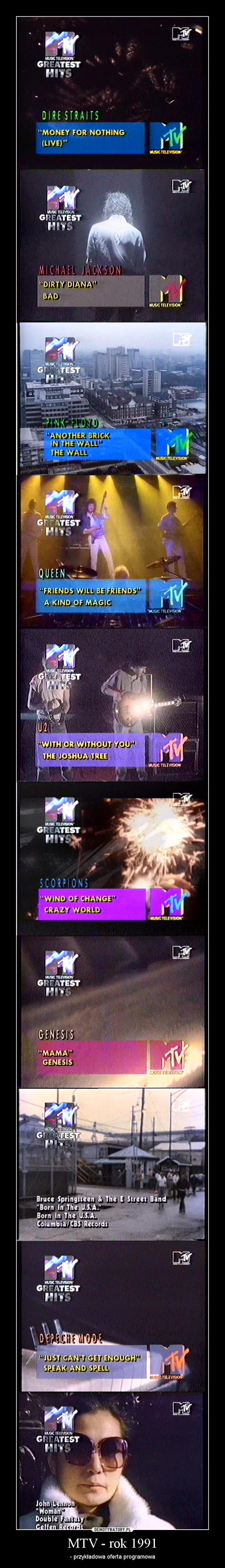 MTV - rok 1991 – - przykładowa oferta programowa 