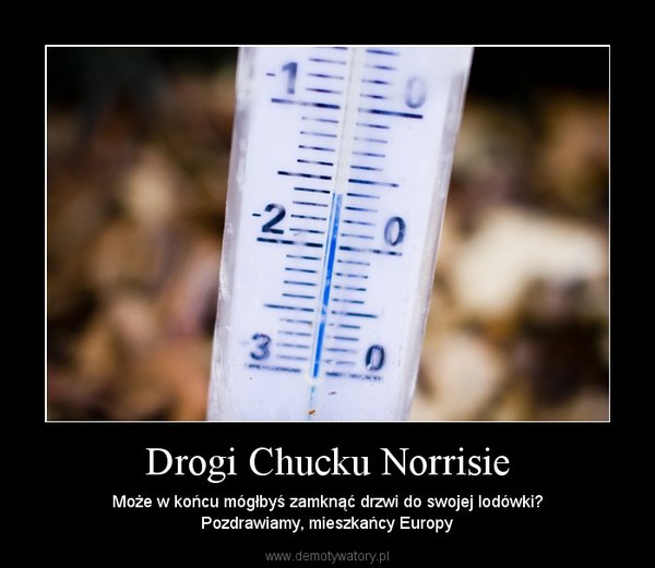 Drogi Chucku Norrisie – Może w końcu mógłbyś zamknąć drzwi do swojej lodówki?Pozdrawiamy, mieszkańcy Europy 