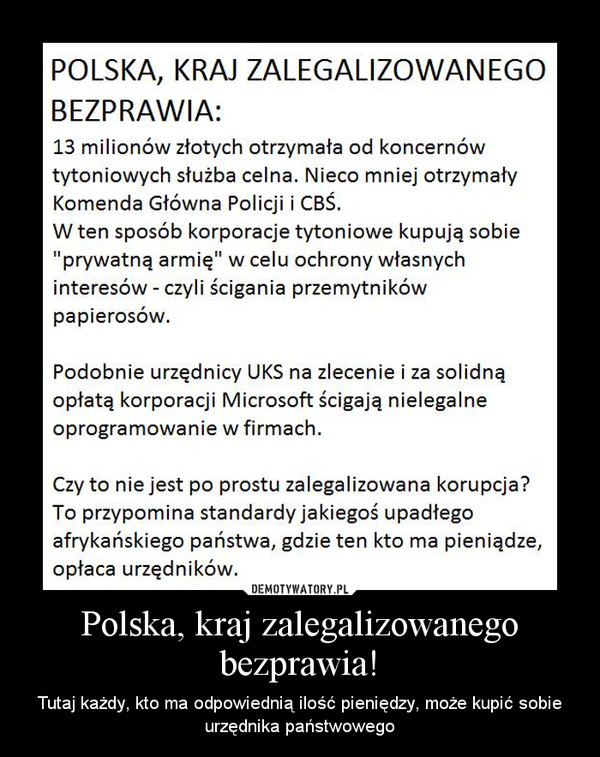 Polska, kraj zalegalizowanego bezprawia!
