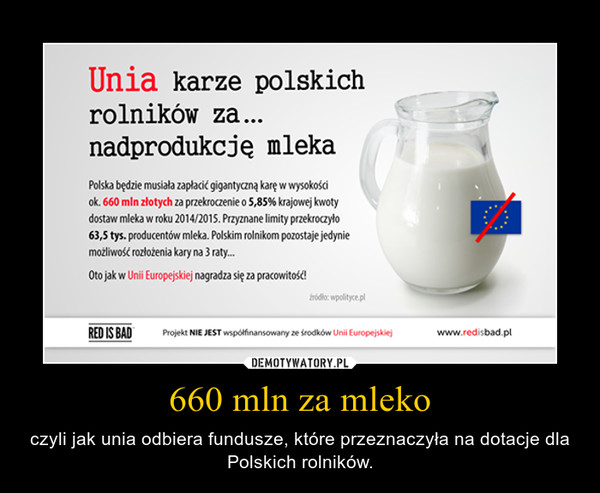 660 mln za mleko – czyli jak unia odbiera fundusze, które przeznaczyła na dotacje dla Polskich rolników. 