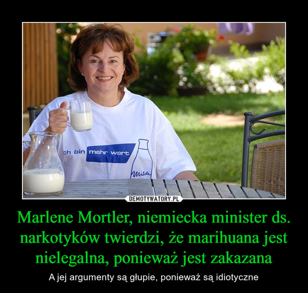 Marlene Mortler, niemiecka minister ds. narkotyków twierdzi, że marihuana jest nielegalna, ponieważ jest zakazana – A jej argumenty są głupie, ponieważ są idiotyczne 