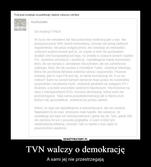 TVN walczy o demokrację