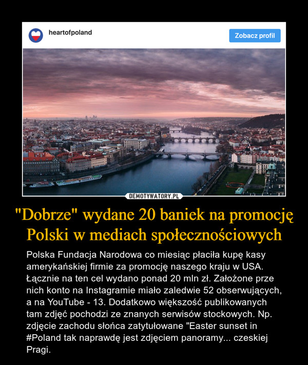 "Dobrze" wydane 20 baniek na promocję Polski w mediach społecznościowych