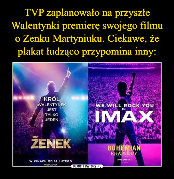 TVP zaplanowało na przyszłe Walentynki premierę swojego filmu o Zenku Martyniuku. Ciekawe, że plakat łudząco przypomina inny: