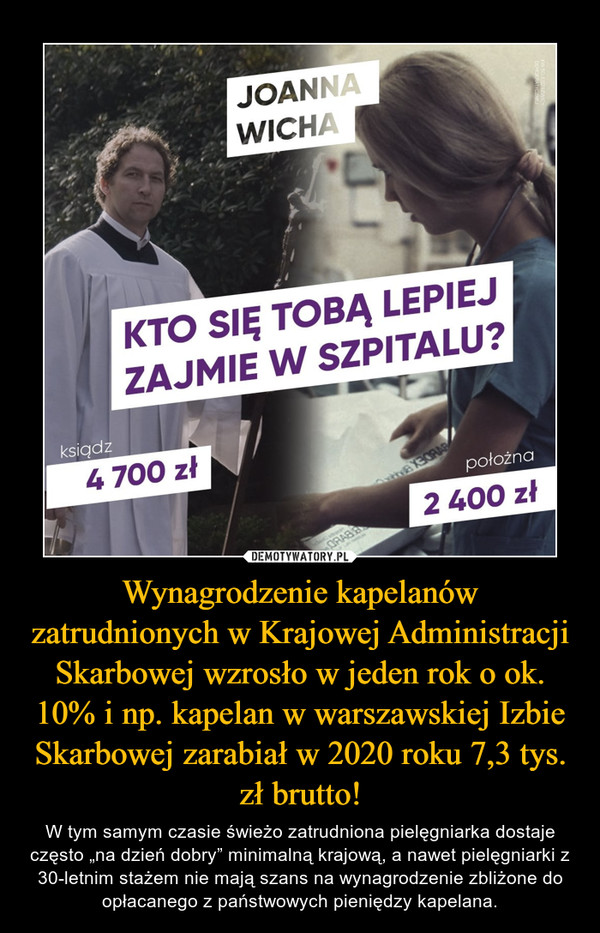 Wynagrodzenie kapelanów zatrudnionych w Krajowej Administracji Skarbowej wzrosło w jeden rok o ok. 10% i np. kapelan w warszawskiej Izbie Skarbowej zarabiał w 2020 roku 7,3 tys. zł brutto!