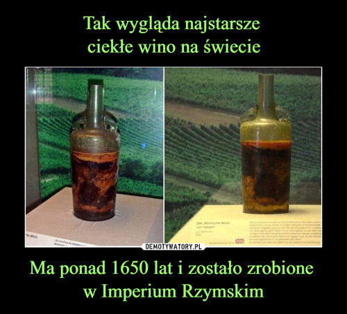 Tak wygląda najstarsze 
ciekłe wino na świecie Ma ponad 1650 lat i zostało zrobione 
w Imperium Rzymskim