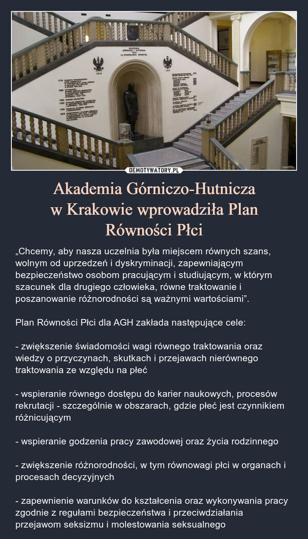 Akademia Górniczo-Hutnicza
w Krakowie wprowadziła Plan
Równości Płci