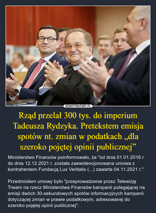 Rząd przelał 300 tys. do imperium Tadeusza Rydzyka. Pretekstem emisja spotów nt. zmian w podatkach „dla szeroko pojętej opinii publicznej”