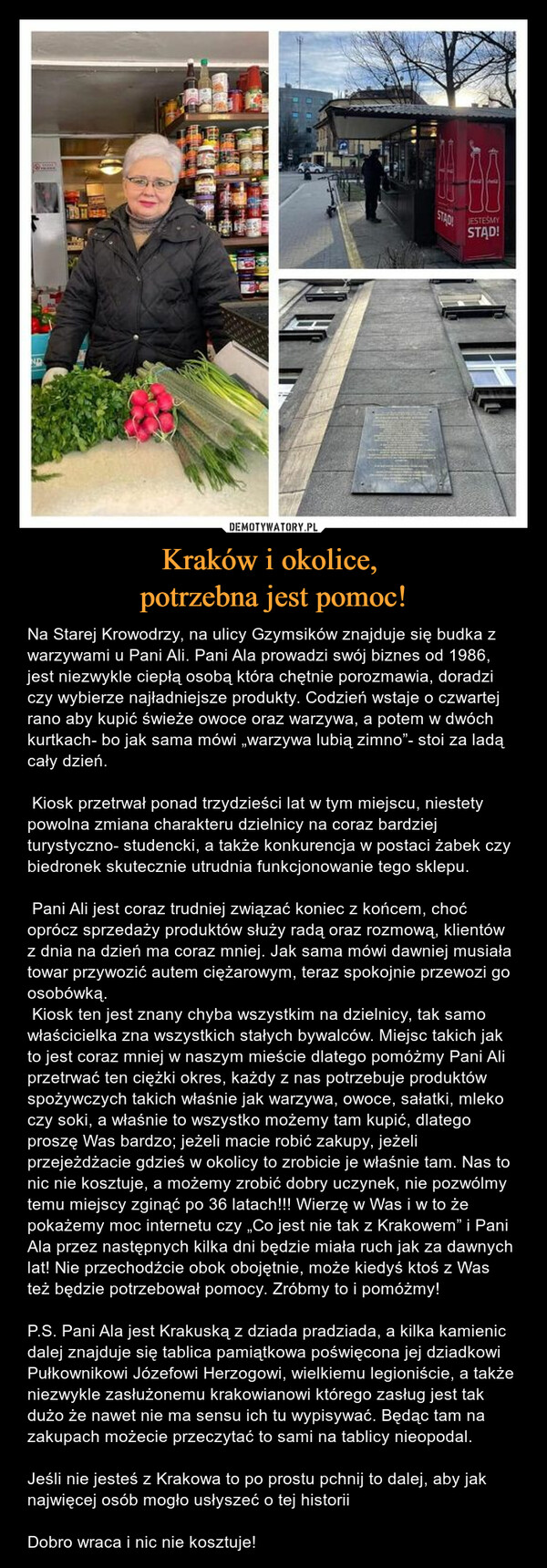 Kraków i okolice, 
potrzebna jest pomoc!