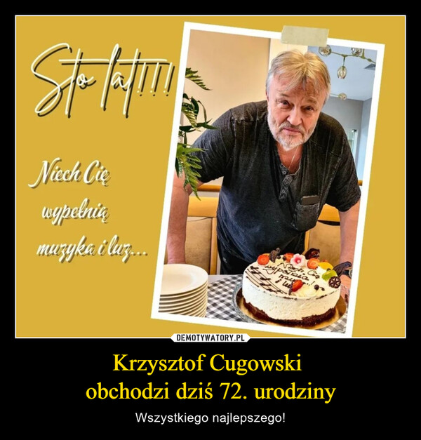 Krzysztof Cugowski obchodzi dziś 72. urodziny – Wszystkiego najlepszego! Sto lat!! Niech Cię wypełnią muzyka i luz