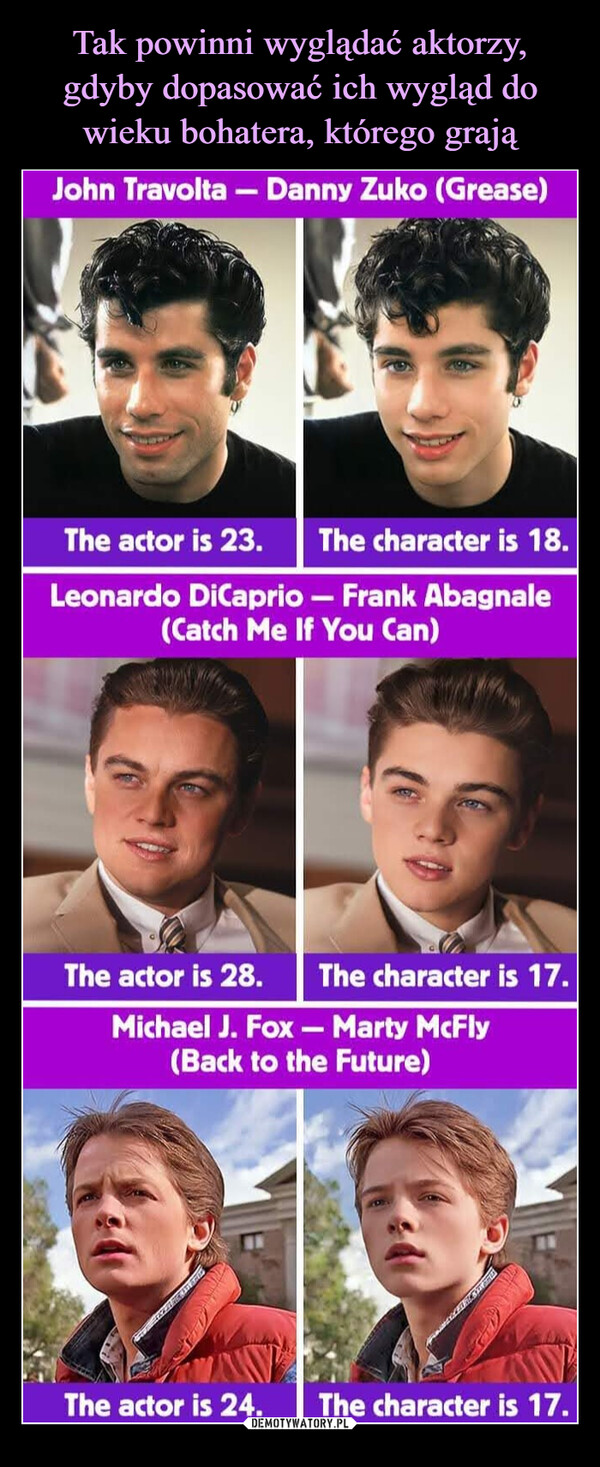 Tak powinni wyglądać aktorzy, gdyby dopasować ich wygląd do wieku bohatera, którego grają