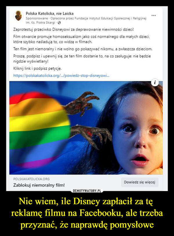 Nie wiem, ile Disney zapłacił za tę  reklamę filmu na Facebooku, ale trzeba przyznać, że naprawdę pomysłowe