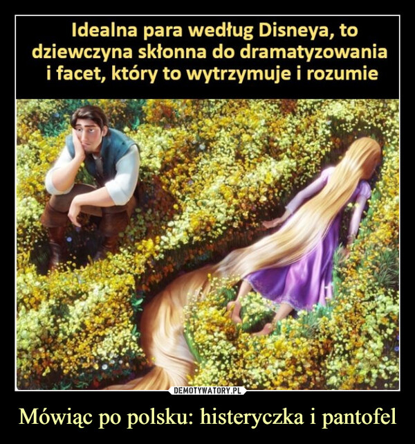 Mówiąc po polsku: histeryczka i pantofel –  Idealna para według Disneya, todziewczyna skłonna do dramatyzowaniai facet, który to wytrzymuje i rozumie